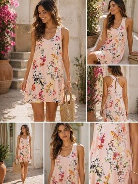 🌸 Club Monaco Floral Print Sleeveless Dress Size 00 | Pink Multicolor Crossback